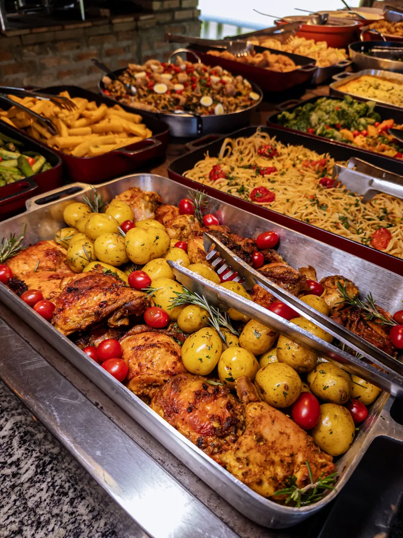 Travessas do buffet quente